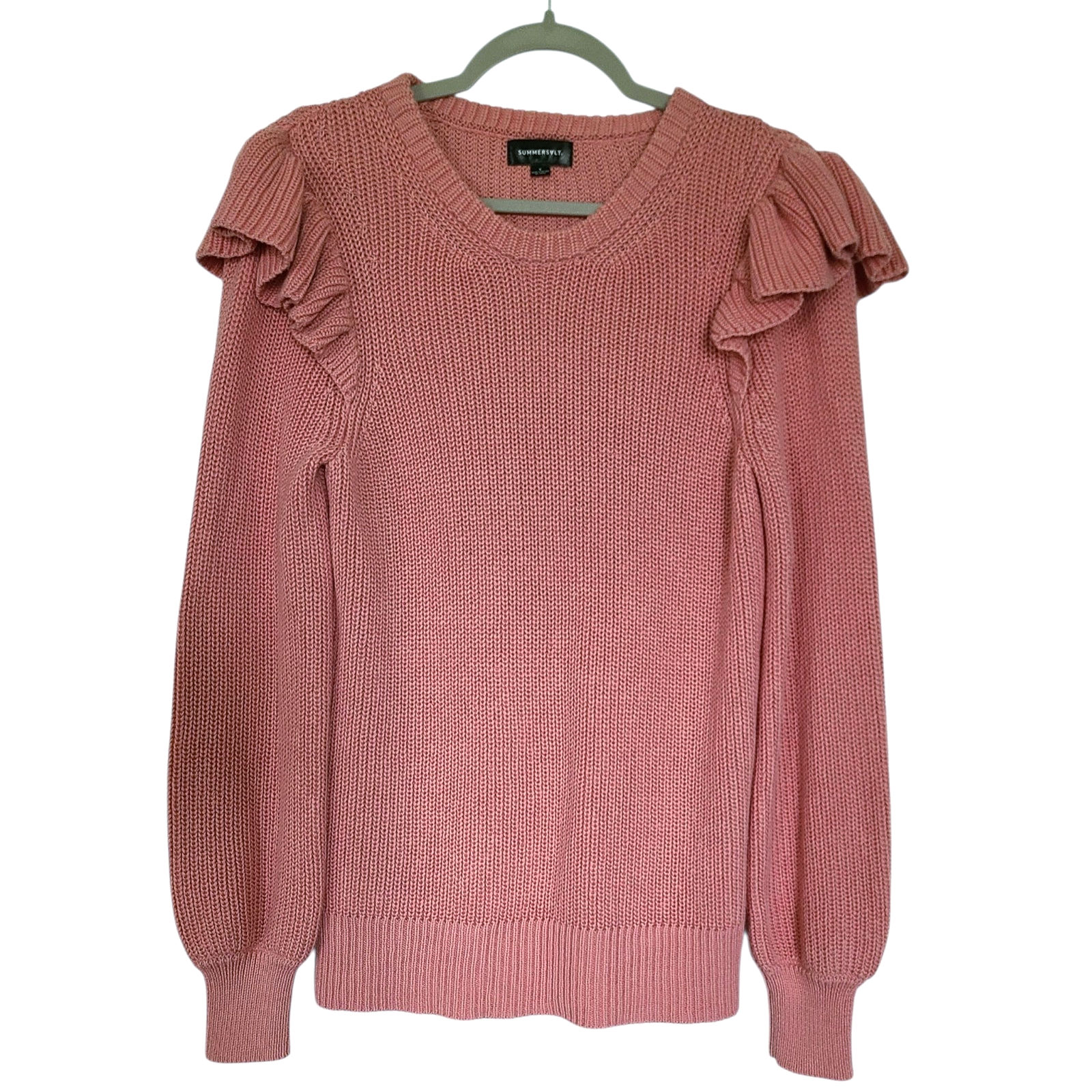 Summersalt The Flirty Ruffle Sleeve Sweater Relaxed Fit Size Small Pink